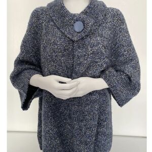 Tweeds Blue Knit Poncho Sweater